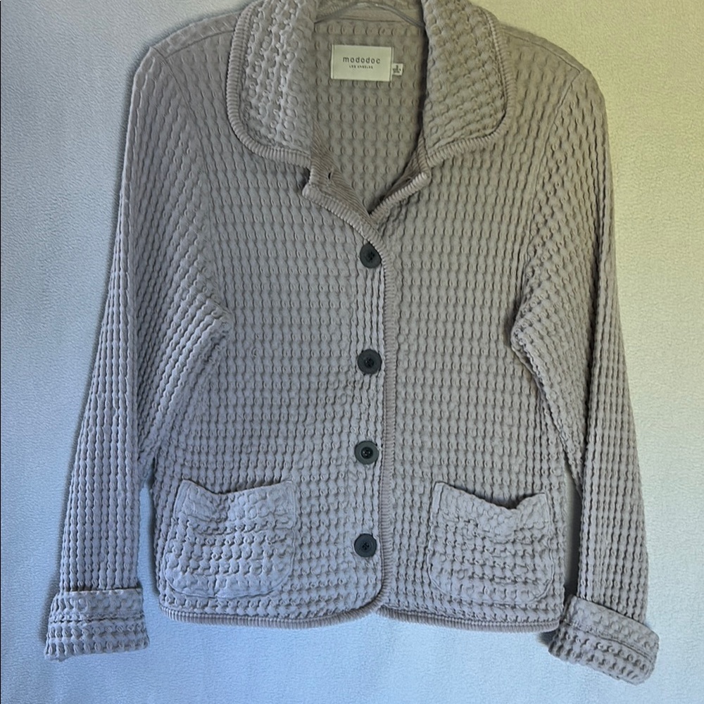 Mododoc Los Angeles Women's Gray Waffle Knit Jacket